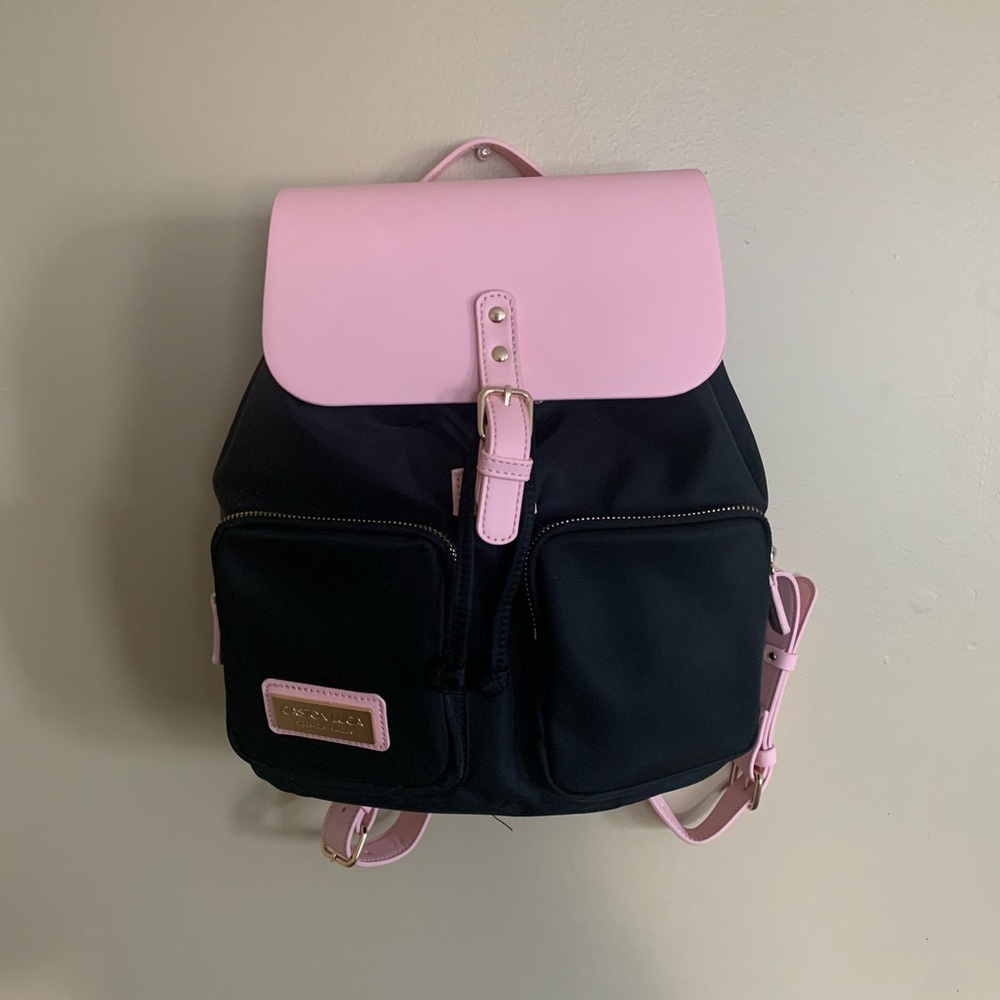 Faux leather & nylon fashion backpack